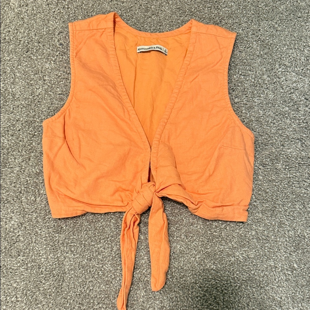 Abercrombie Linen Blend Tie Up Top